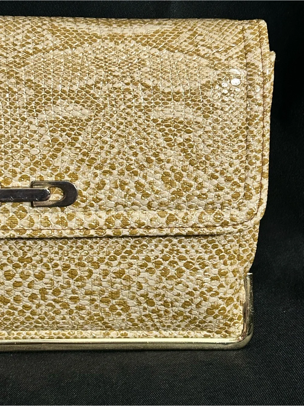 Gold Snakeskin Embossed Women’s Clutch Bag